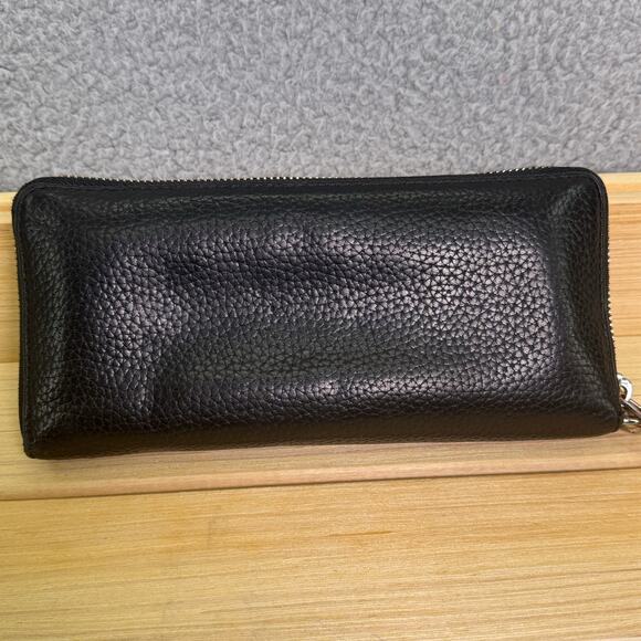 Michael Kors Wallet Black Leather Zip Around Wristlet Large High Capacity MK - Picture 3 of 10
